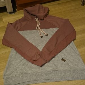 Maurices Dusty Rose and Light Gray Two-Tone Hooded Pullover